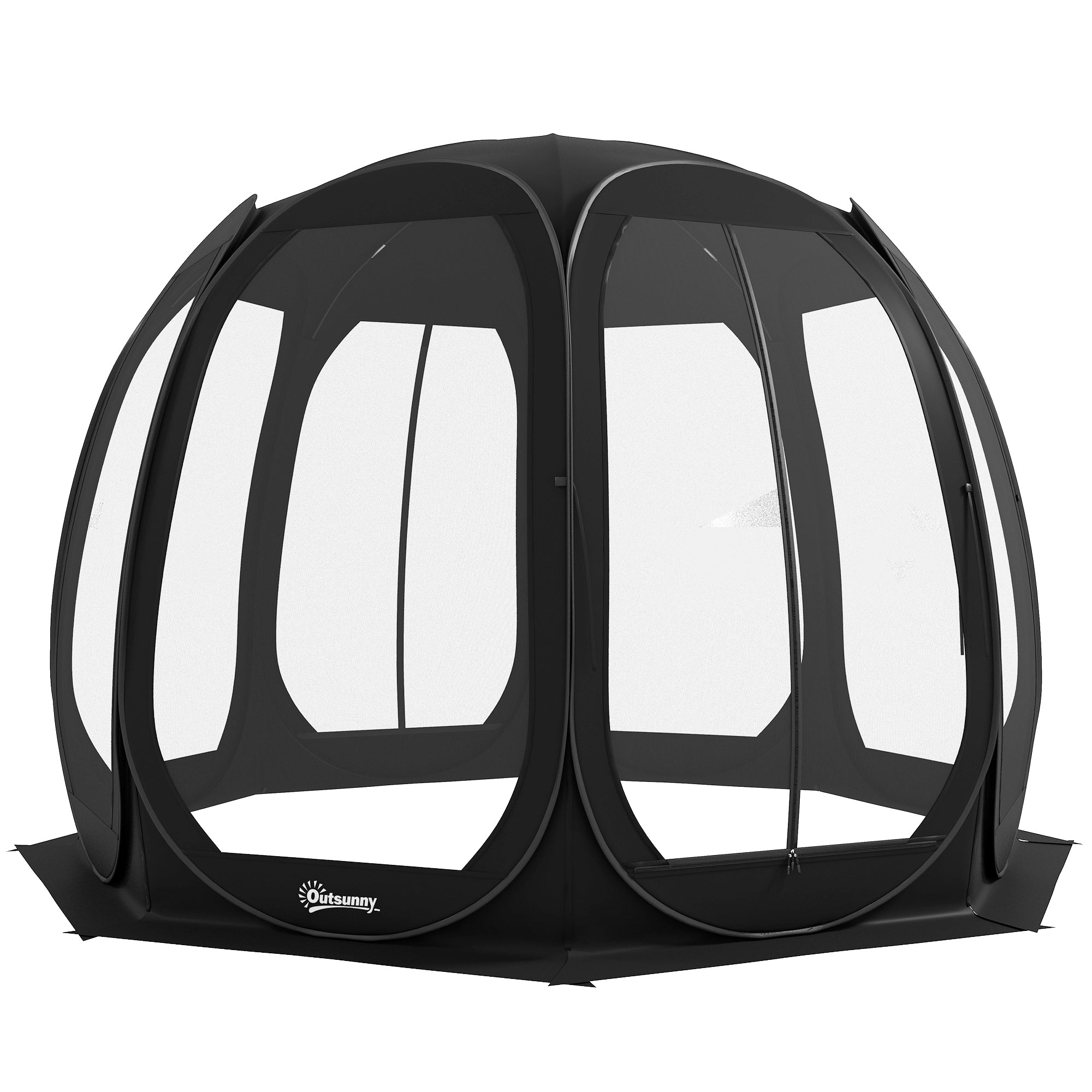 Outsunny 11 ft. x 11.5 ft. Screen House, Pop-Up Camping Gazebo with Portable Carry Bag and 2 Doors - Black