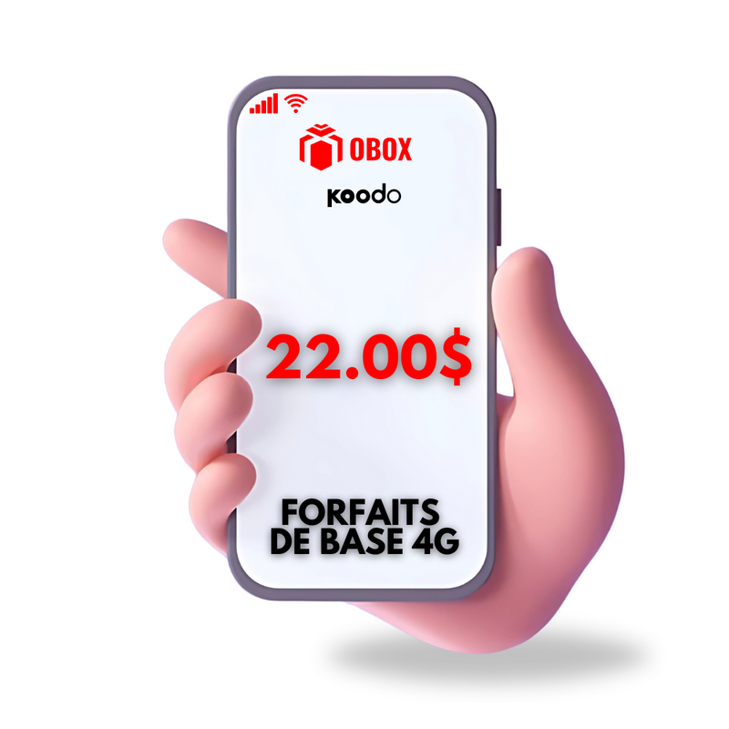 Forfaits Koodo de base 4G - 22$ - 4 Go  à vitesse 4G