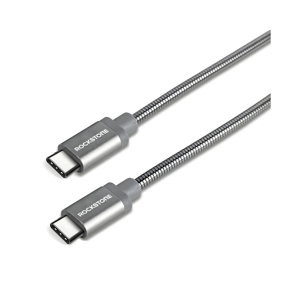 Câble métallique Rockstone tressé Type-C vers Type-C - 2 mètres