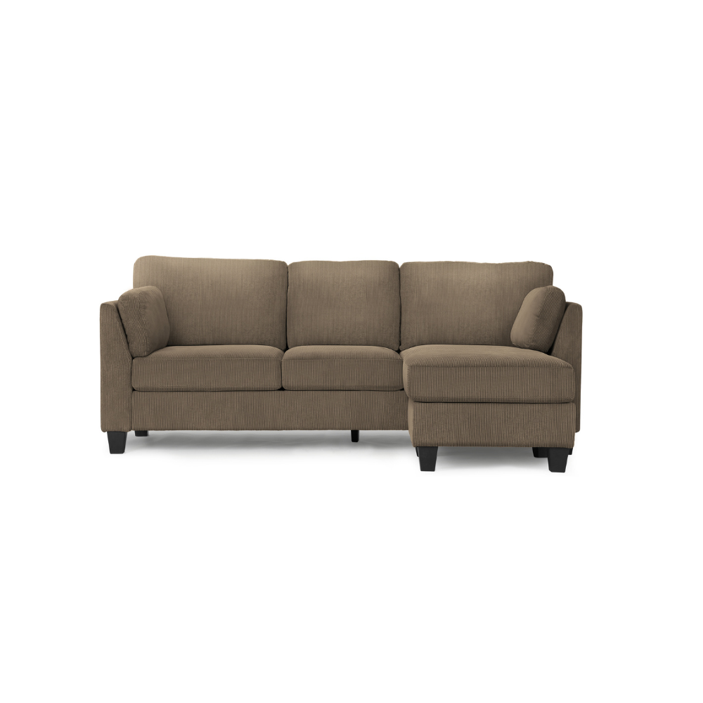 Sofa chaise longue avec deux coussins de 87" Monarch -FJORD-41- tissu brun pale (8714D41)