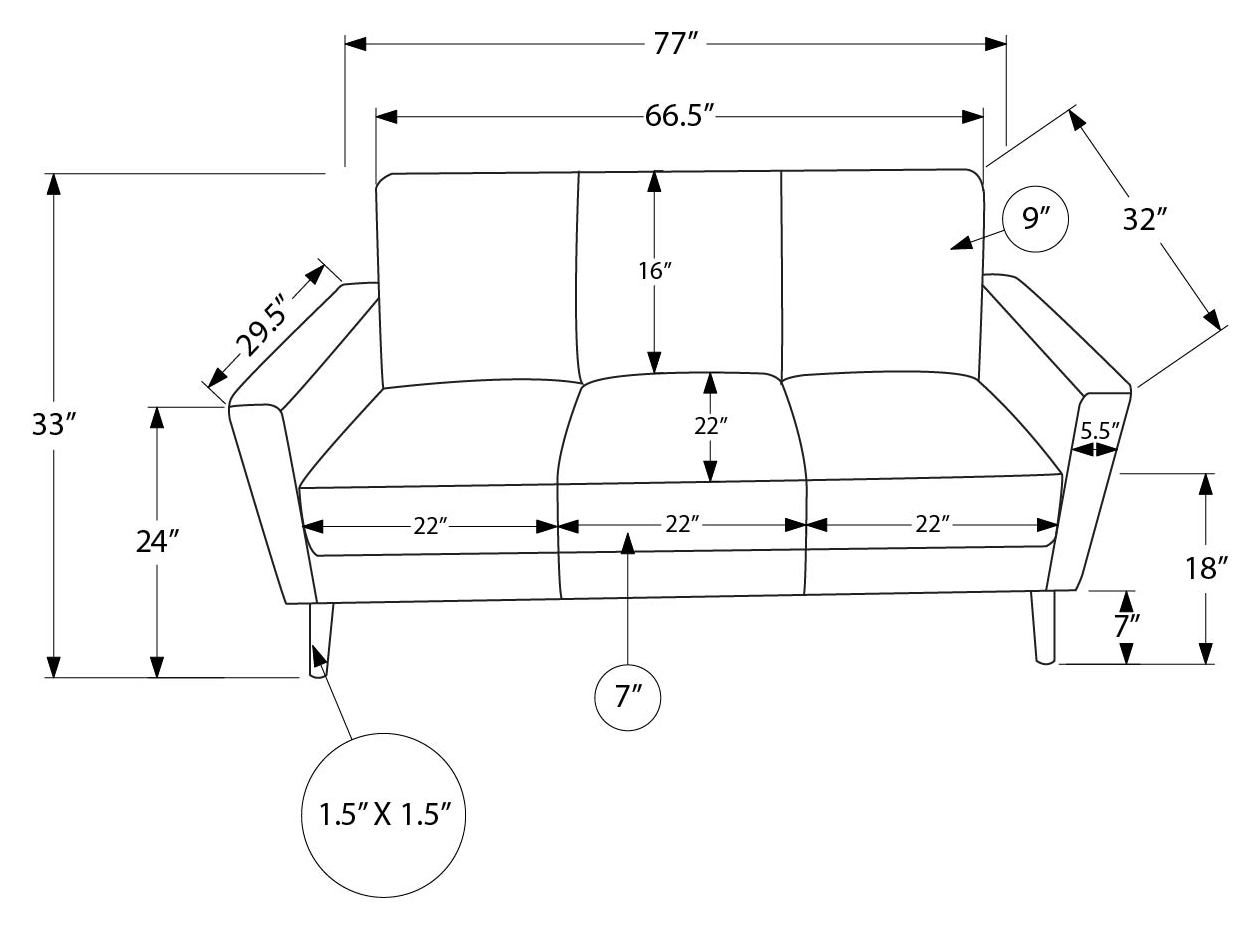Sofa de 77" Monarch - RA-08 - Simili cuir maron (8J23A08)