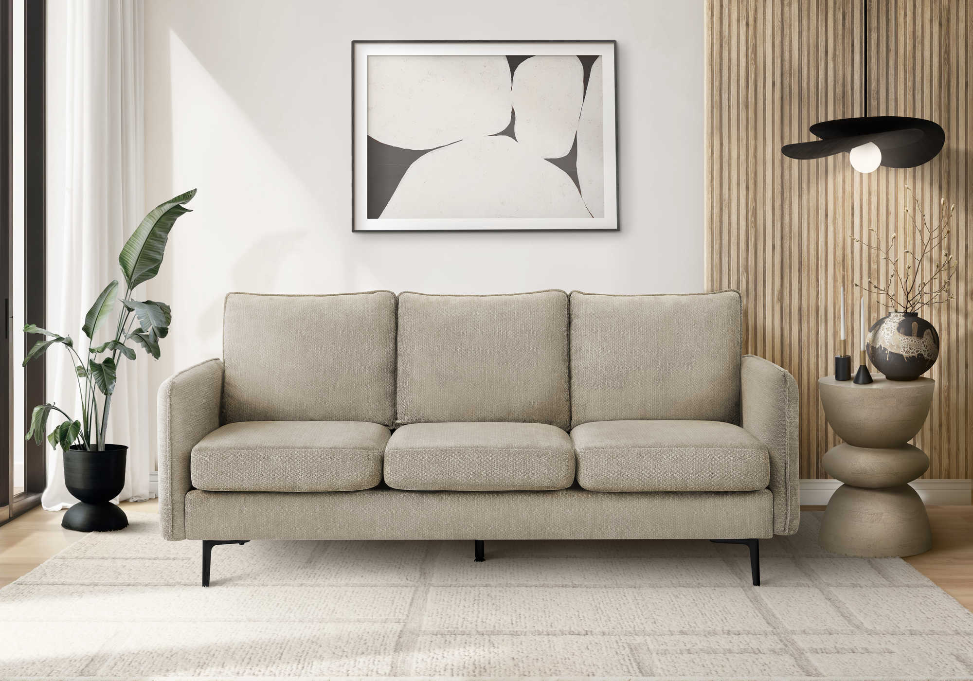 Sofa de 76" Monarch - COACH-4 - tissu beige (8K13C04)