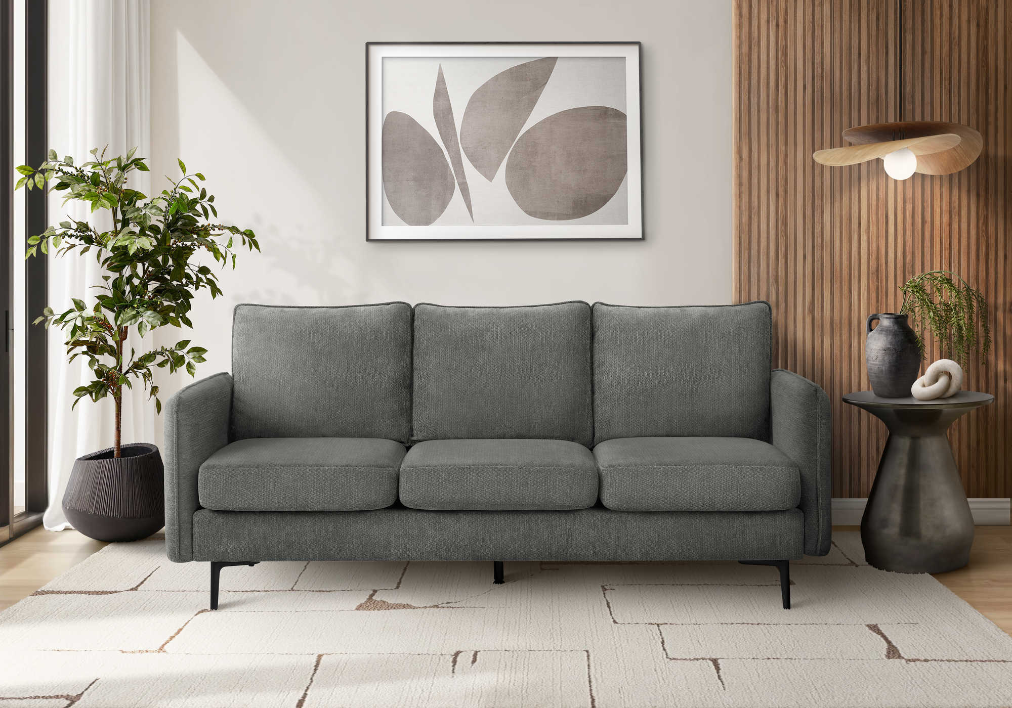 76" Sofa Monarch - COACH-18 - grey fabric (8K13C18)