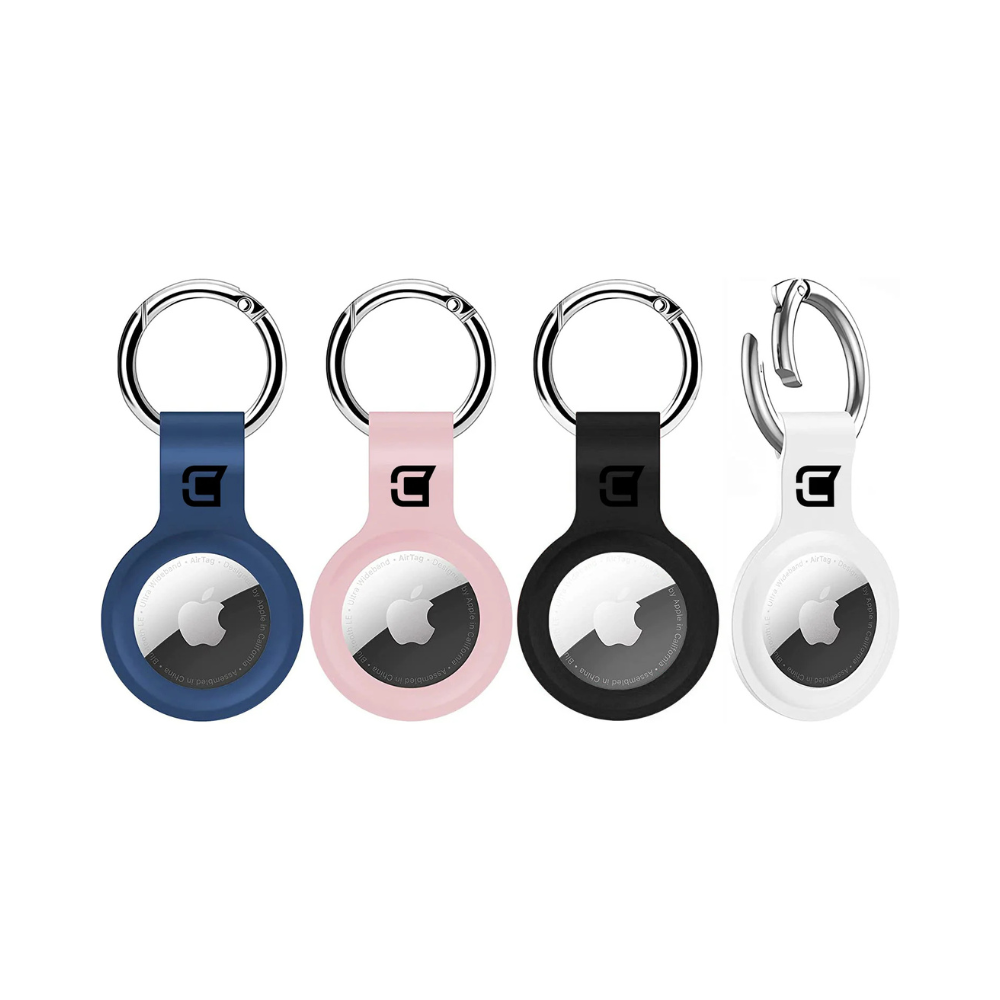 Coque en silicone pour Apple AirTag avec porte-clés (lot de 4)