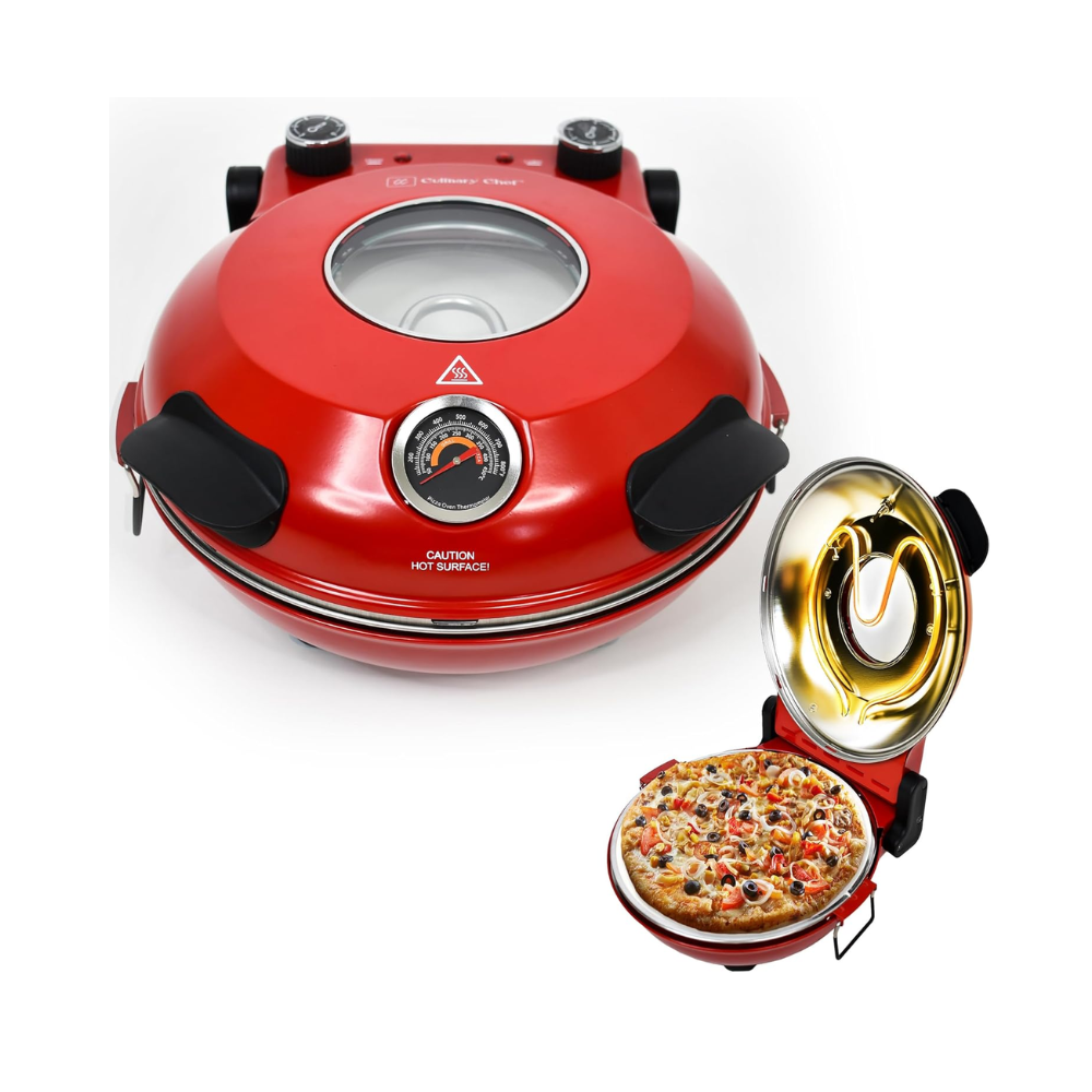 Four à pizza électrique Culinary Chef 12 po avec contrôle de température réglable et pierre amovible