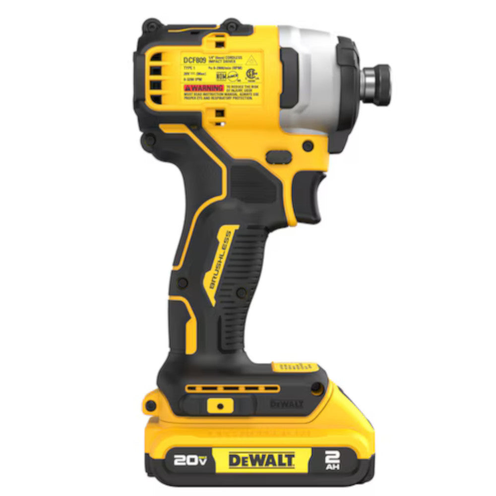 DEWALT ATOMIC™ 20V MAX* 1/4 in. Brushless Cordless Compact Impact Driver Kit (DCF809D1)