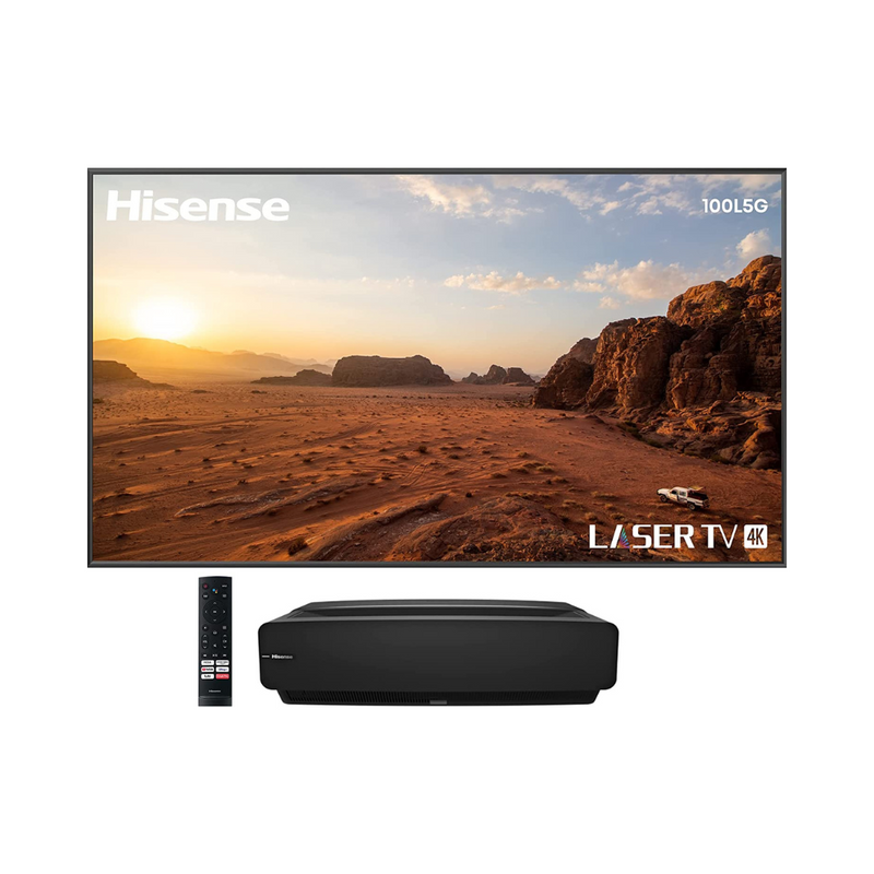 Ensemble de Projecteur et toile Hisense 100" 2700 lumens 4K HDR10 Dolby Atmos Android (100L5G)