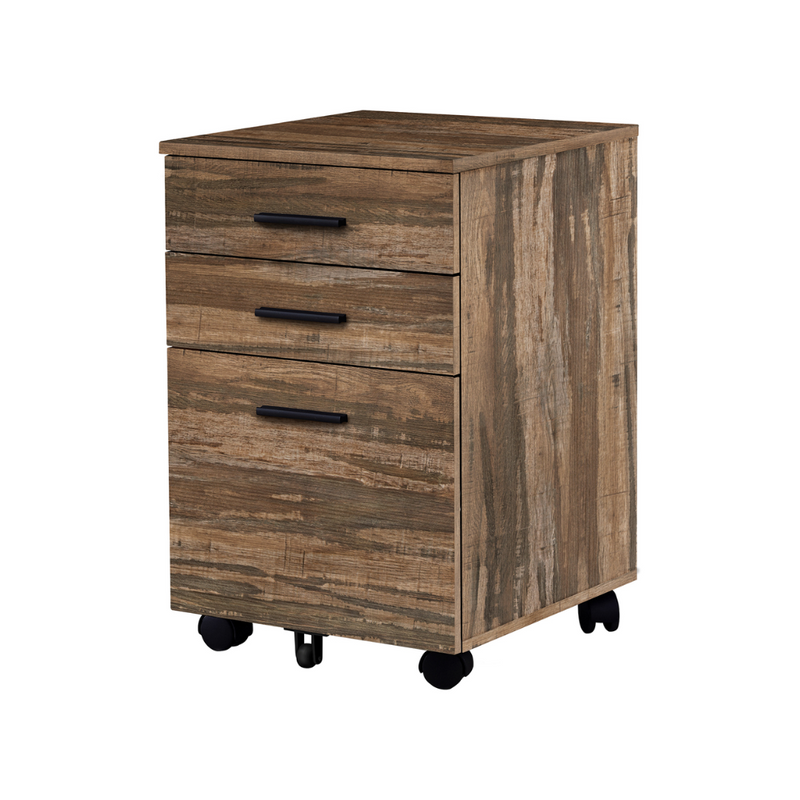 Monarch 3-Drawer Brown Faux Wood Filing Cabinet on Casters (I7782)