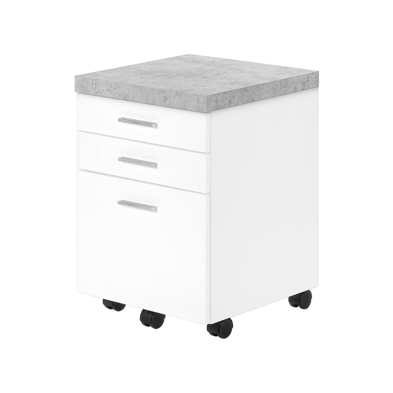 Monarch 3-Drawer White/Cement-Look Filing Cabinet on Casters (I7051)