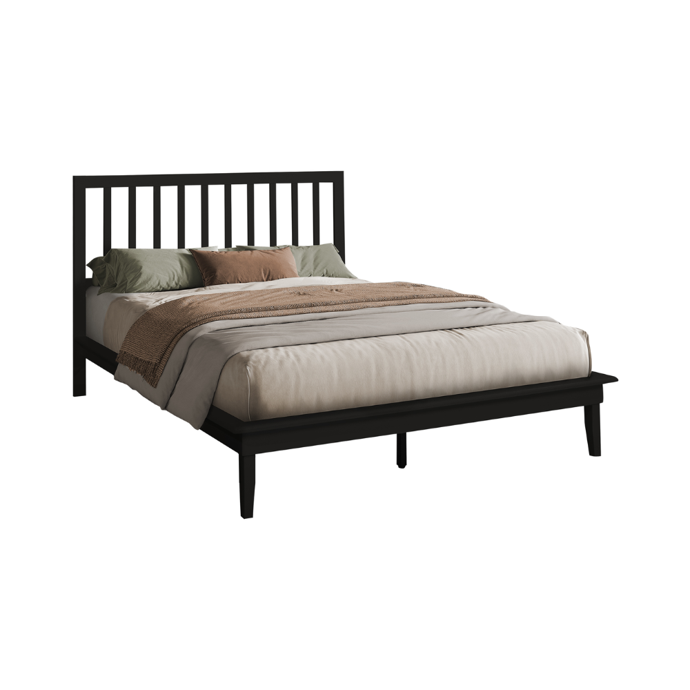 Base de lit Queen en bois noir - Monarch (I6060Q)