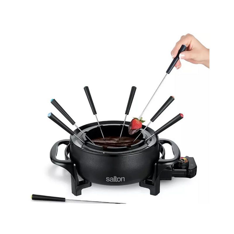 Salton Electric Fondue Set with 2.8 Litre Non-Stick Bowl, 1000W - NEW (EF2086BK)