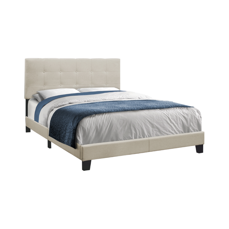 Monarch Beige Fabric Queen Bed Base (I5921Q)