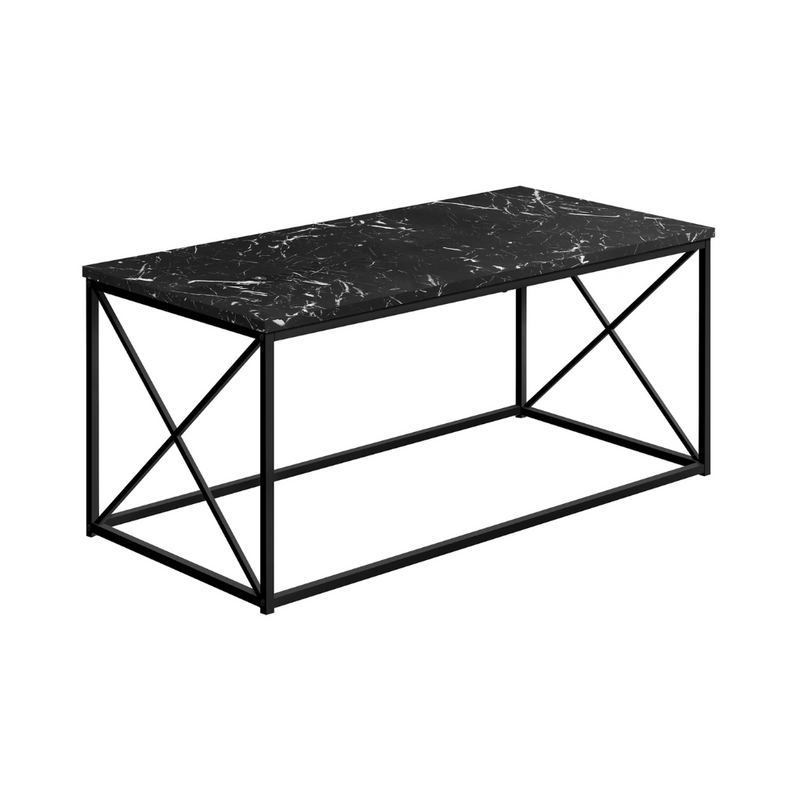 Black Metal Coffee Table, Dark Marble - Monarch (I3783)