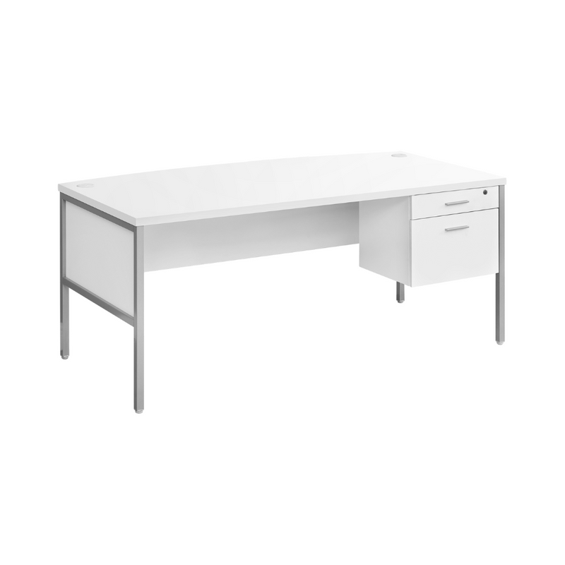 Bureau d'ordinateur moderne de couleur blanc et argent - Monarch (I7725)