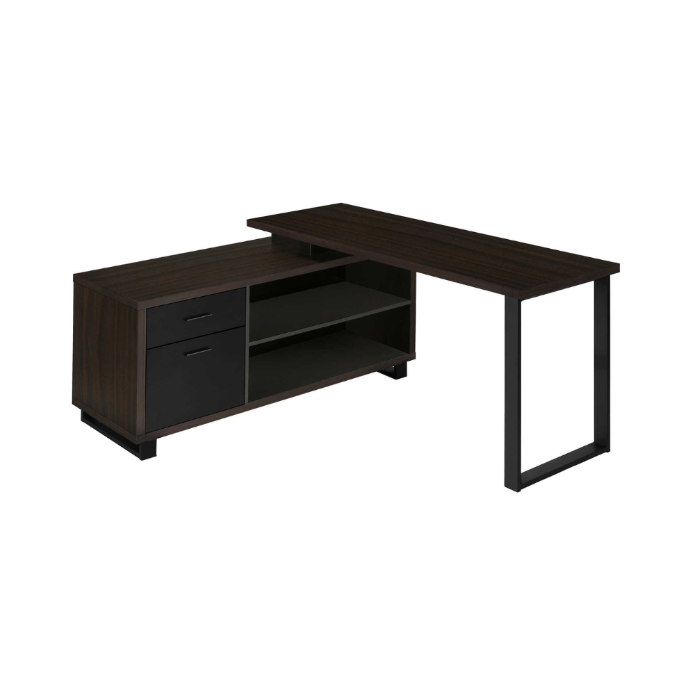 Bureau d'ordinateur moderne en coin, espresso - Monarch (I7710)