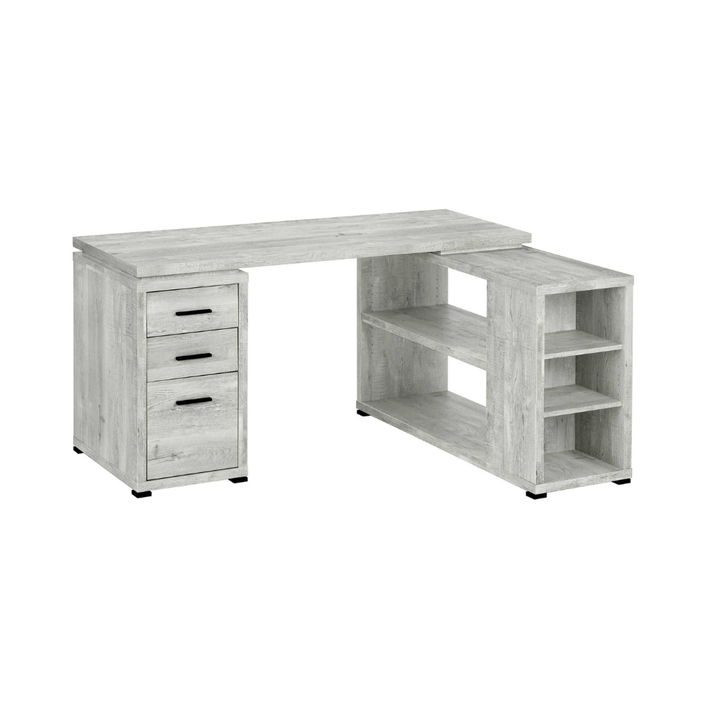 Bureau d'ordinateur moderne en coin, faux bois gris - Monarch (I7421)