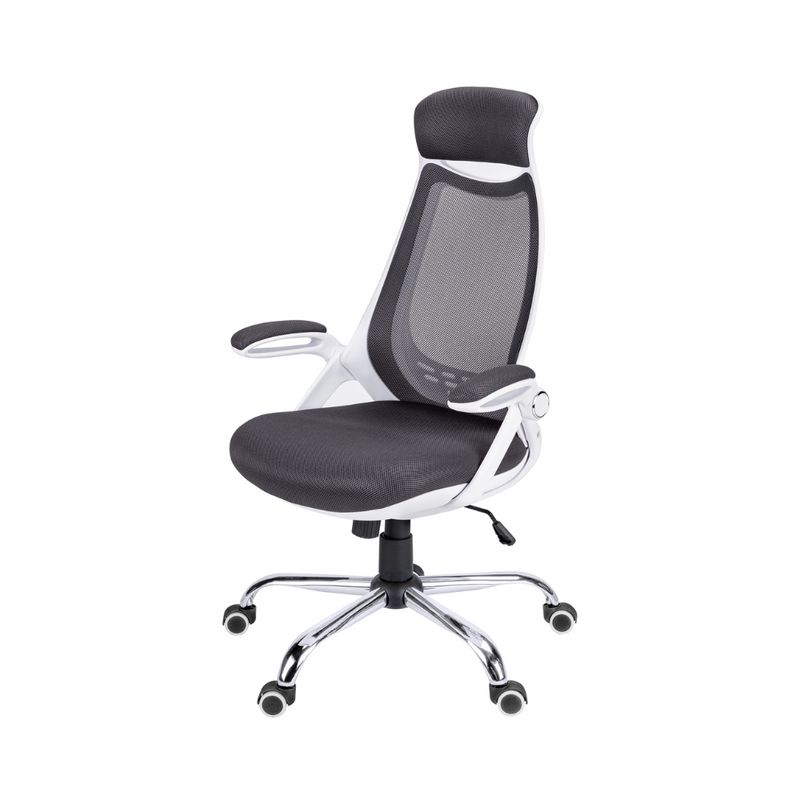 Chaise de bureau à haut dossier en tissu maillé noir et blanc - Monarch (I7269)