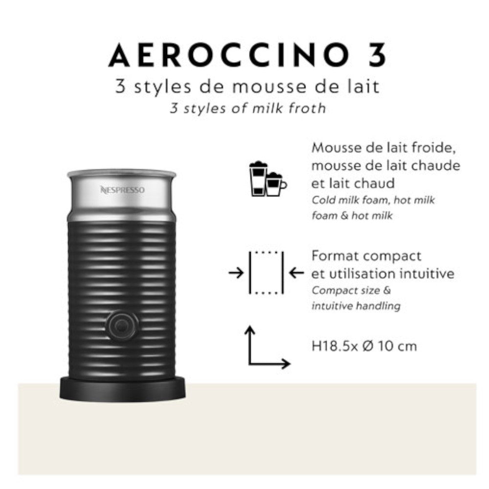Machine à café et espresso Nespresso Vertuo avec mousseur à lait Aeroccino (ENV135BAECA)