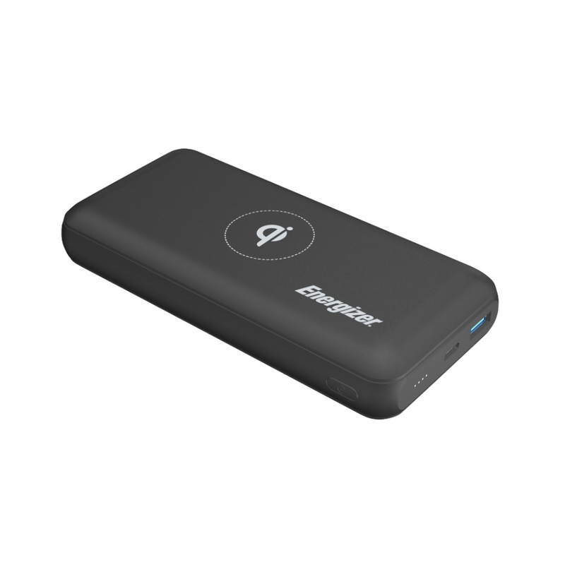 Energizer 20,000 mAh USB-A/USB-C Portable Charger with Wireless Qi Charger - Black