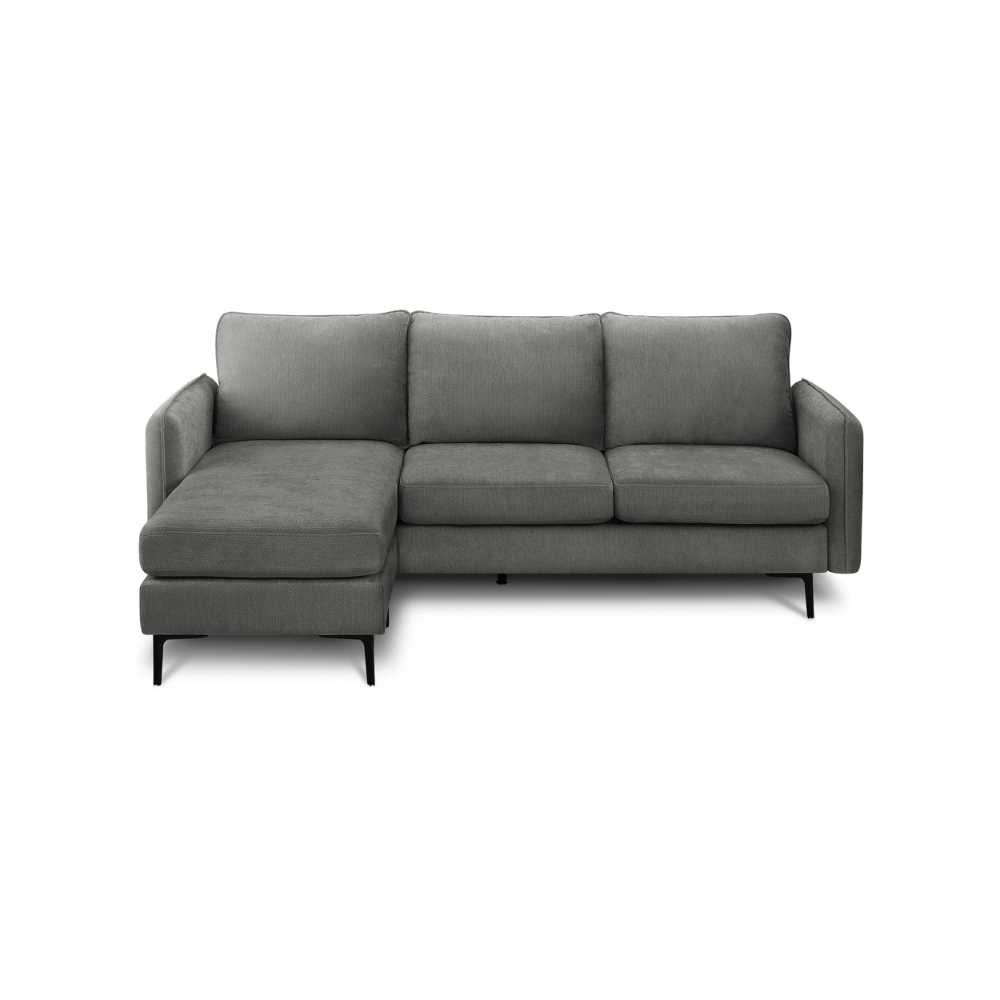 Sofa chaise longue de 85" Monarch - COACH-18 - tissu gris (8K14C18)