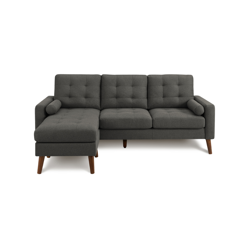 Sofa chaise longue avec deux coussins de 85" Monarch - LUMOS-17 - tissu gris (8J14L17)