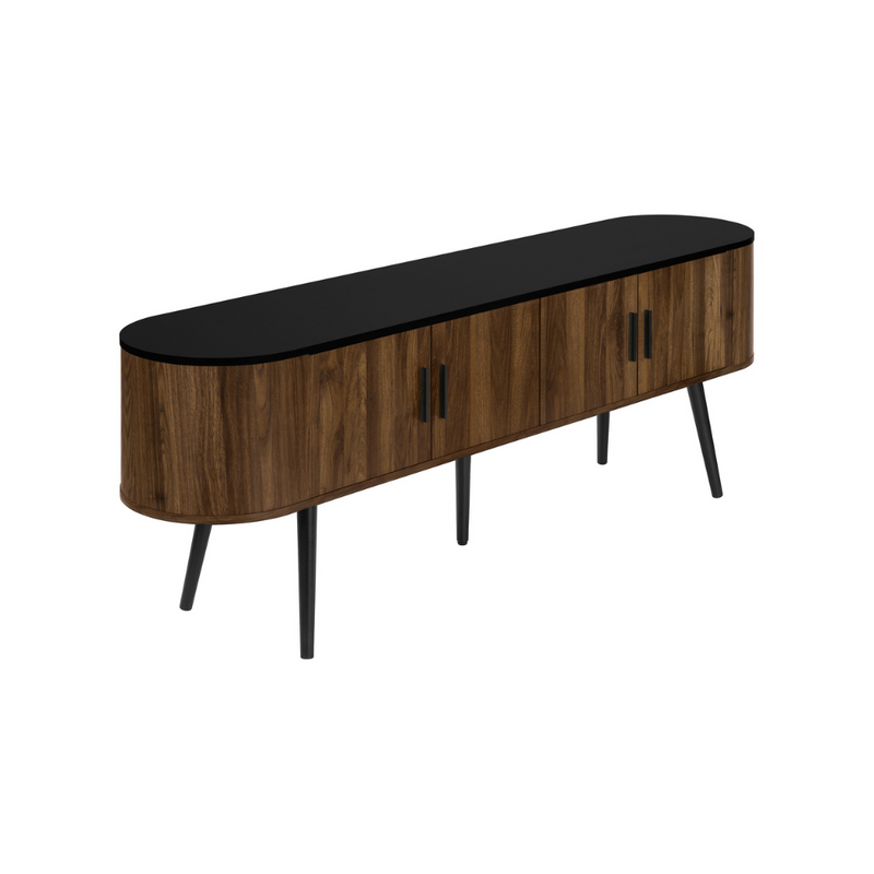 TV Stand - Black and Brown with 4 Faux Wood Doors (I2798) 