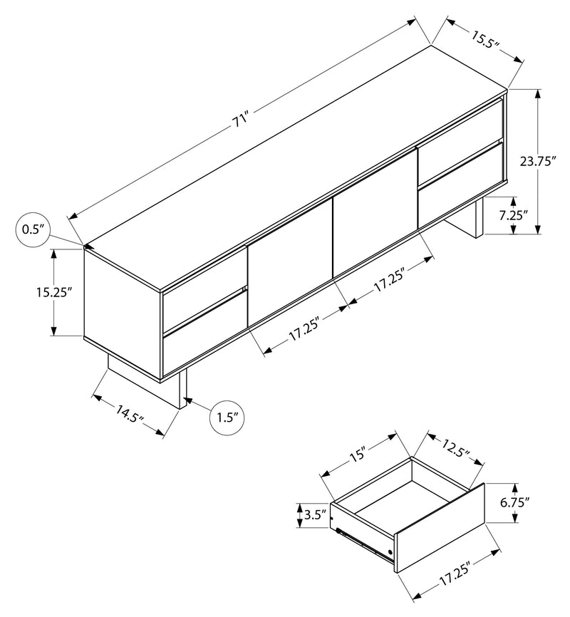 TV Stand - Brown Faux Wood with Storage (I2718) 