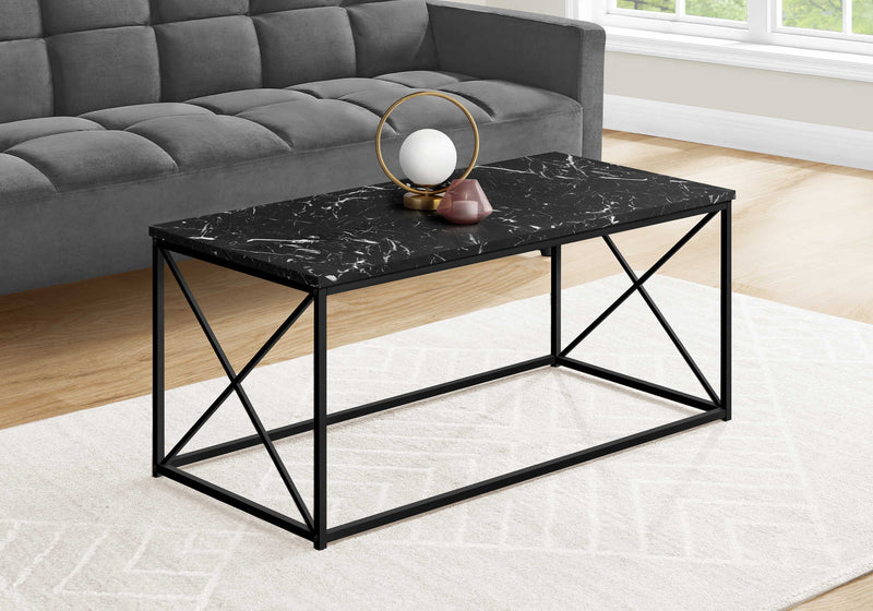 Black Metal Coffee Table, Dark Marble - Monarch (I3783)