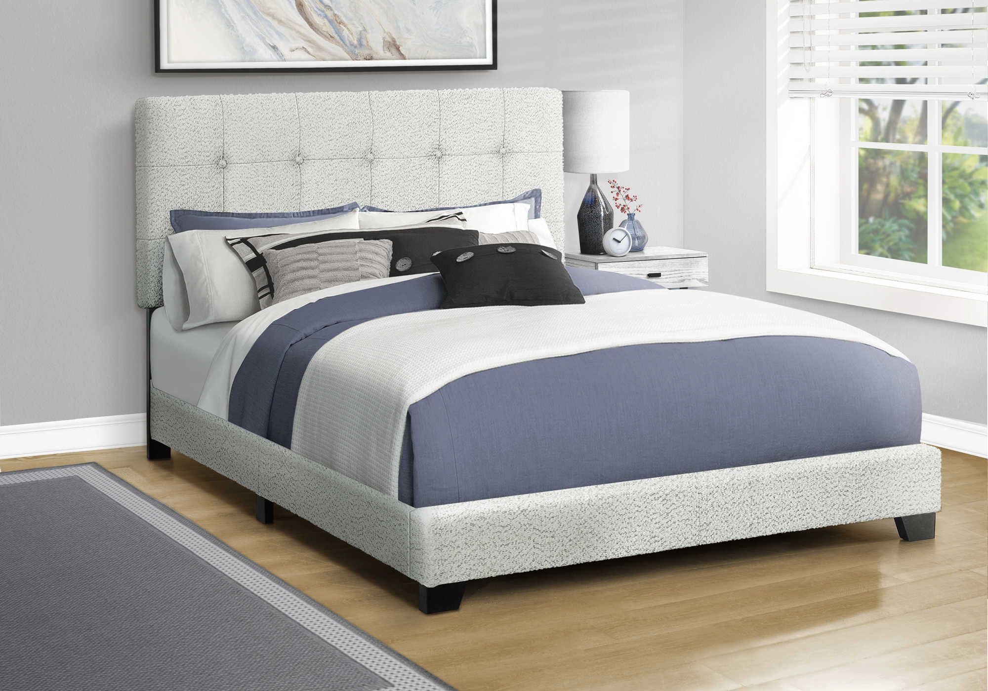 Base de lit Queen en tissu gris - Monarch (I5801Q)