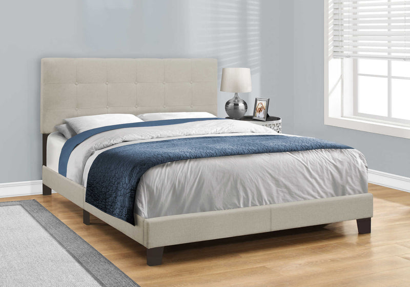 Base de lit Queen en tissu beige - Monarch (I5921Q)