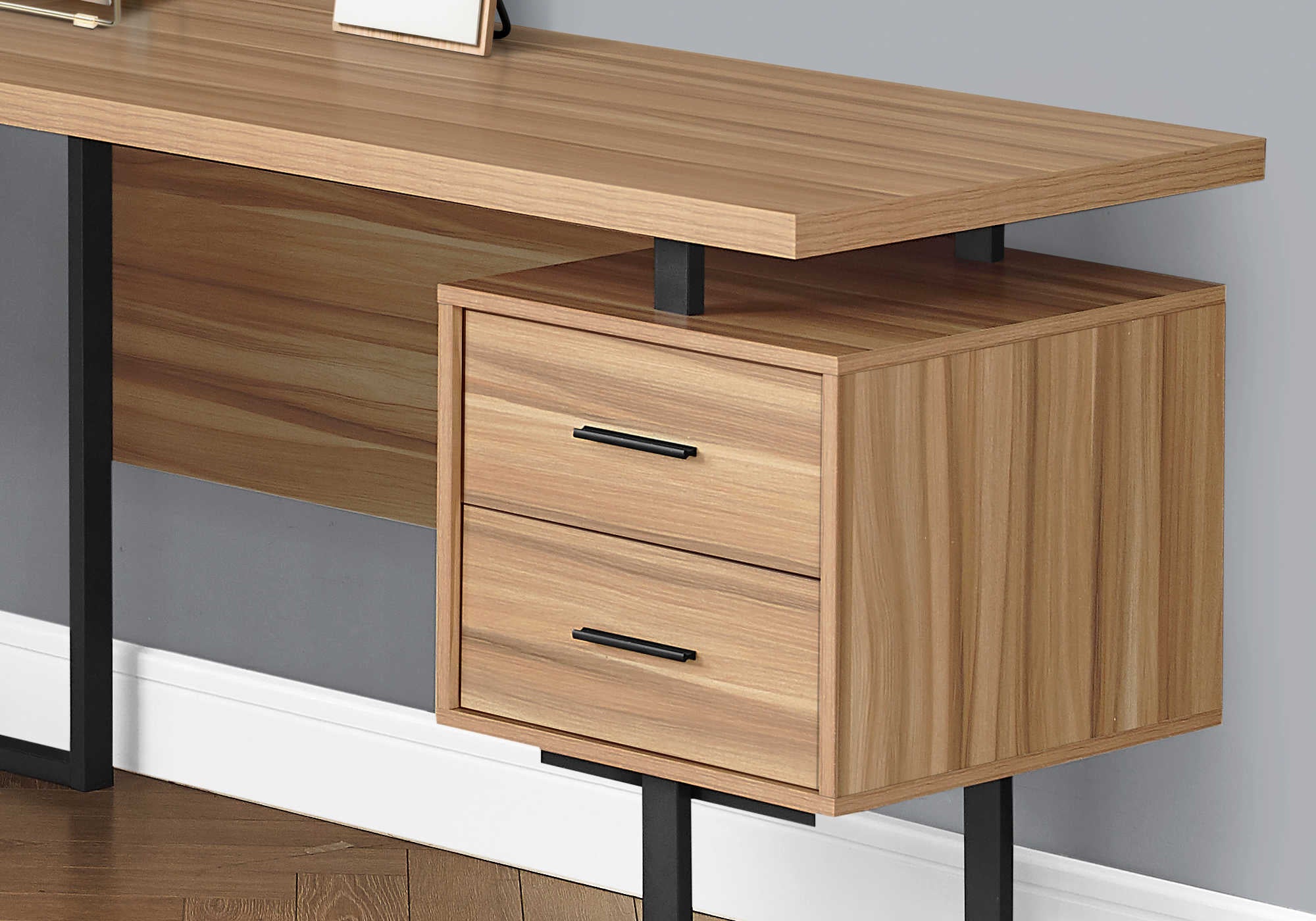 Bureau de coin en L extra-large avec rangement de Monarch– fini bois clair (I7612)