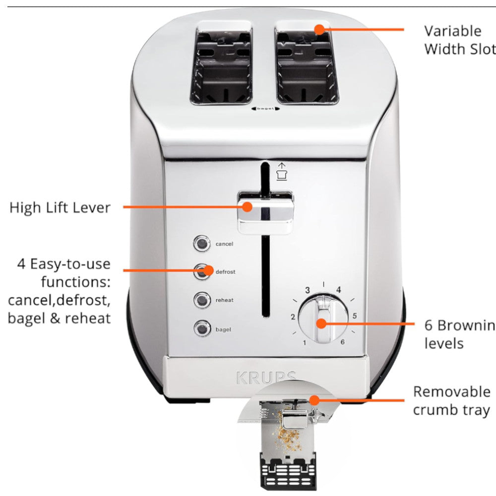 KRUPS 2-slice Stainless Steel Toaster (KH732D51)