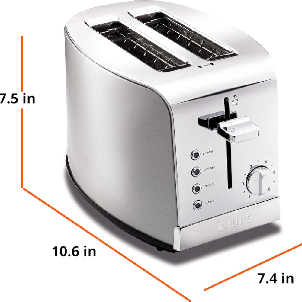 Grille-pain à 2 tranches KRUPS  en acier inoxydable (KH732D51)