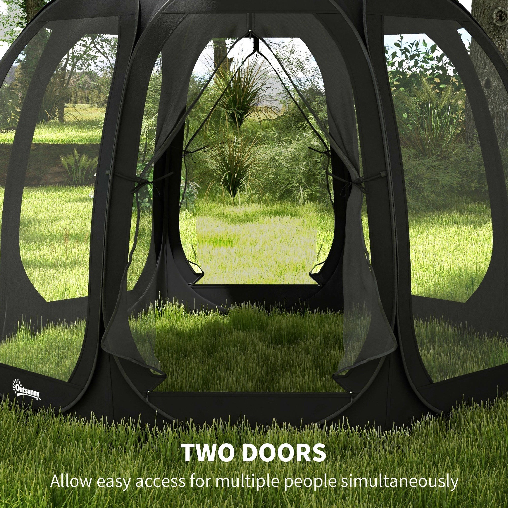 Outsunny 11 ft. x 11.5 ft. Screen House, Pop-Up Camping Gazebo with Portable Carry Bag and 2 Doors - Black