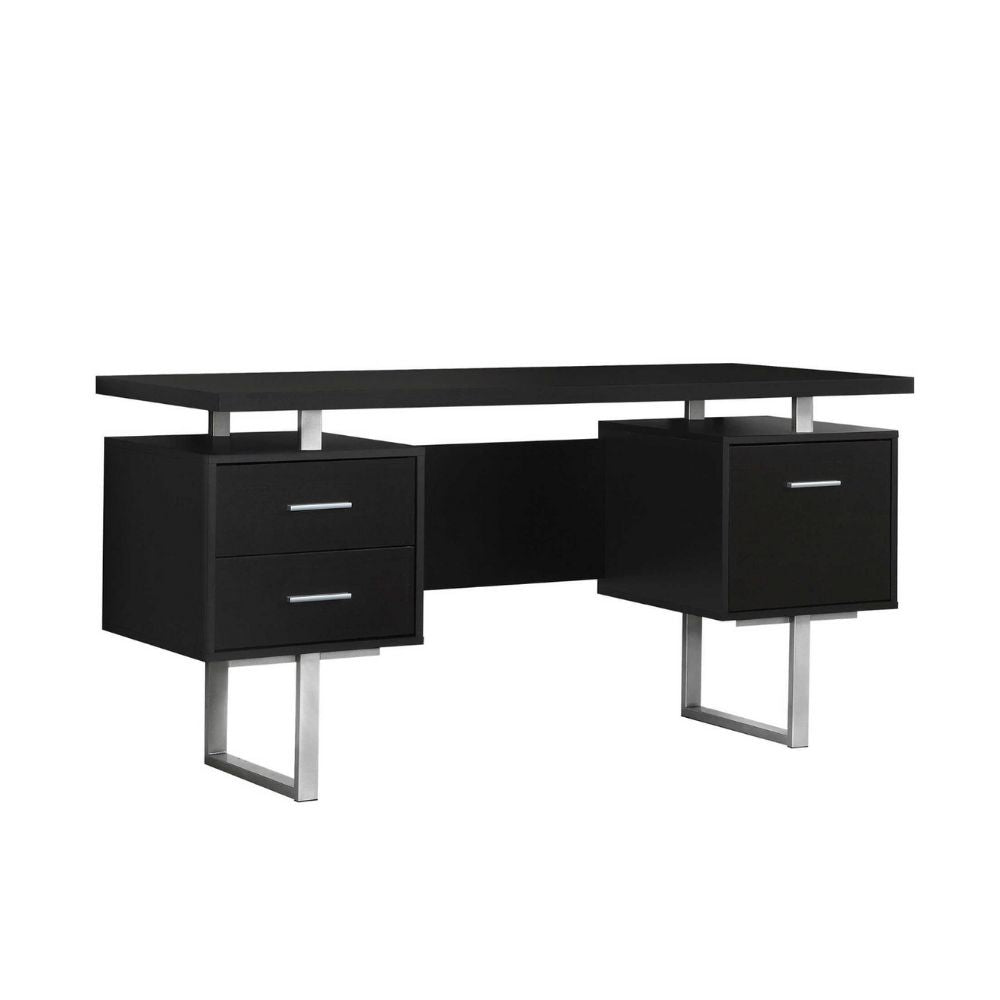 Bureau d'ordinateur moderne de couleur noir et gris métallique, espresso (I 7080)