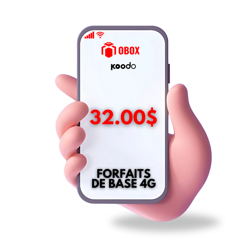 Forfaits Koodo de base 4G - 32$ - 55 Go  à vitesse 4G