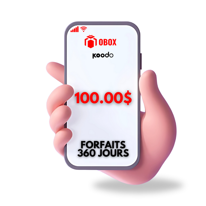 Forfaits Koodo 360 jours - 100$ - 400 minutes 4G