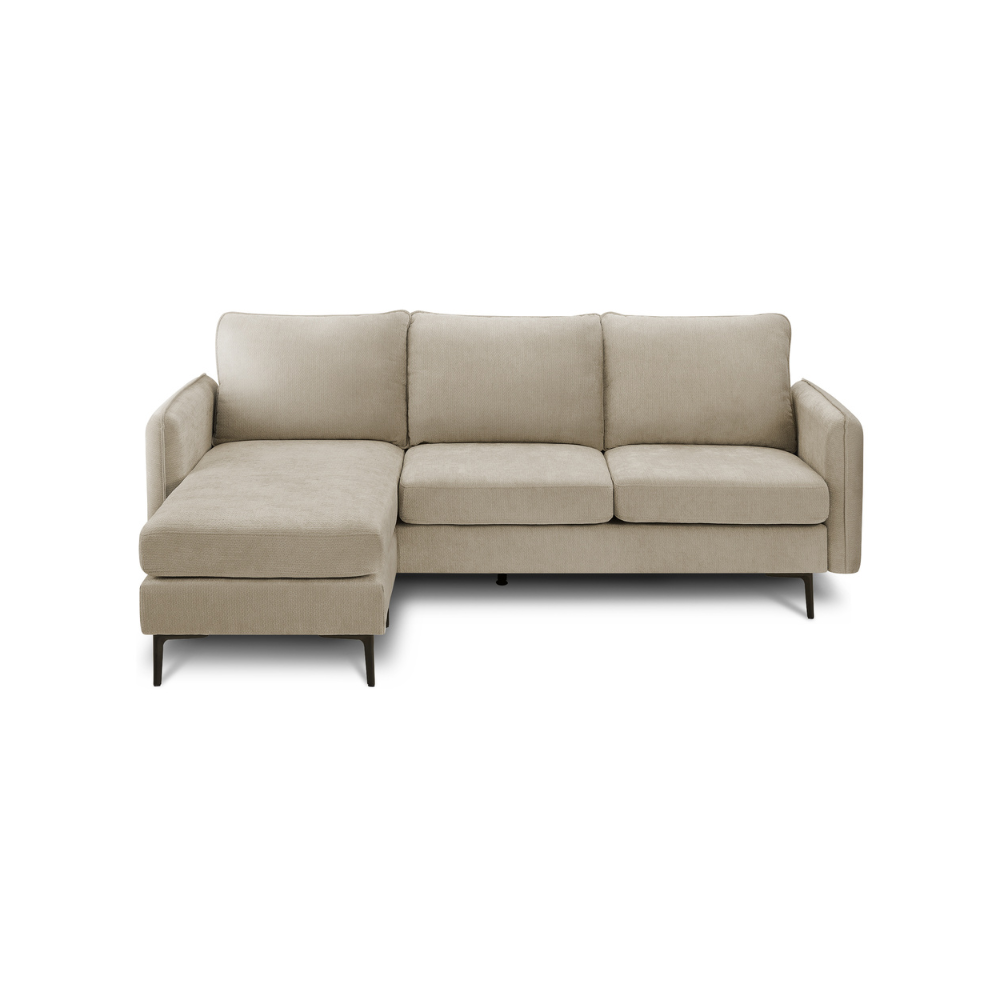 Sofa chaise longue de 85" Monarch - COACH-4 - tissu beige (8K14C04)