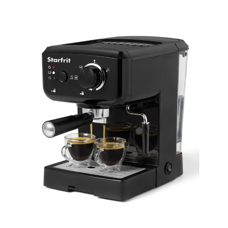 Starfrit Espresso &amp; Cappuccino Coffee Machine with Rotating Steam Nozzle and Milk Frother - Black