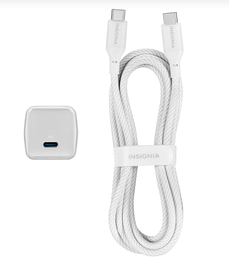 Insignia Chargeur mural USB-C 30W avec câble USB-C de 1,8 m (6 pi) - Blanc