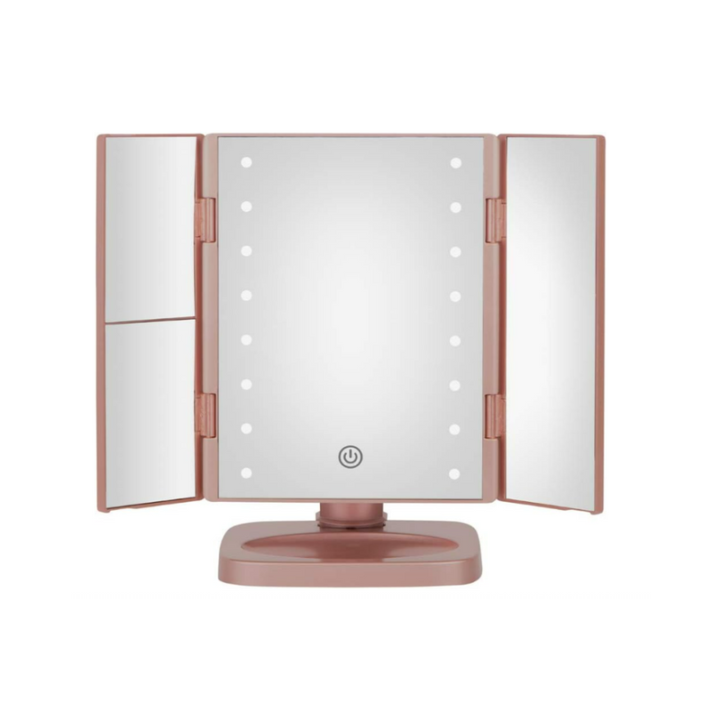 Miroir de maquillage Conair à trois volets avec éclairage LED