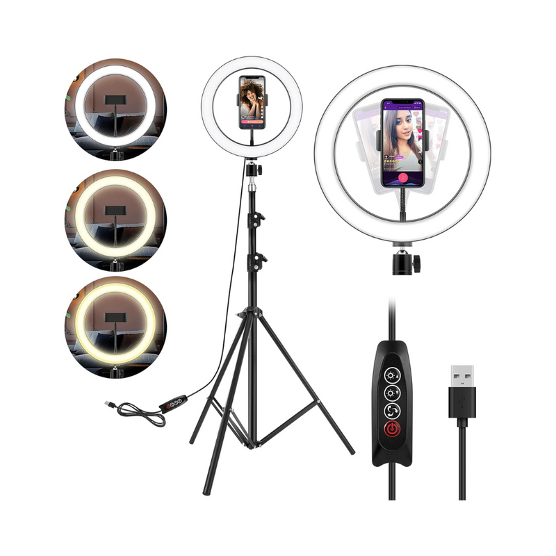 Ergopixel Ringlight Tripod 6.8ft Long with LED Ring Light - Black