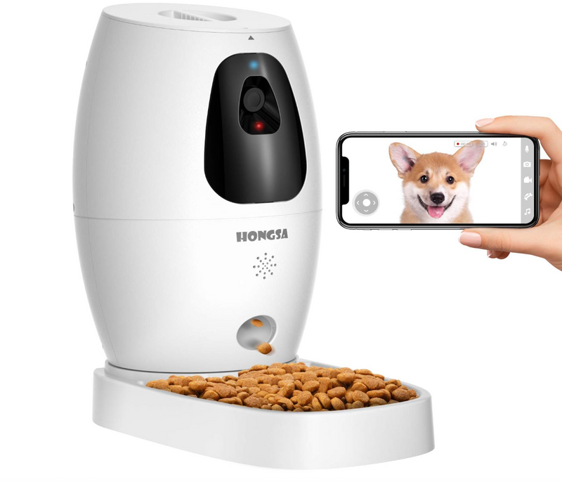 Caméra intelligente pour animaux de compagnie avec distributeur de nourriture