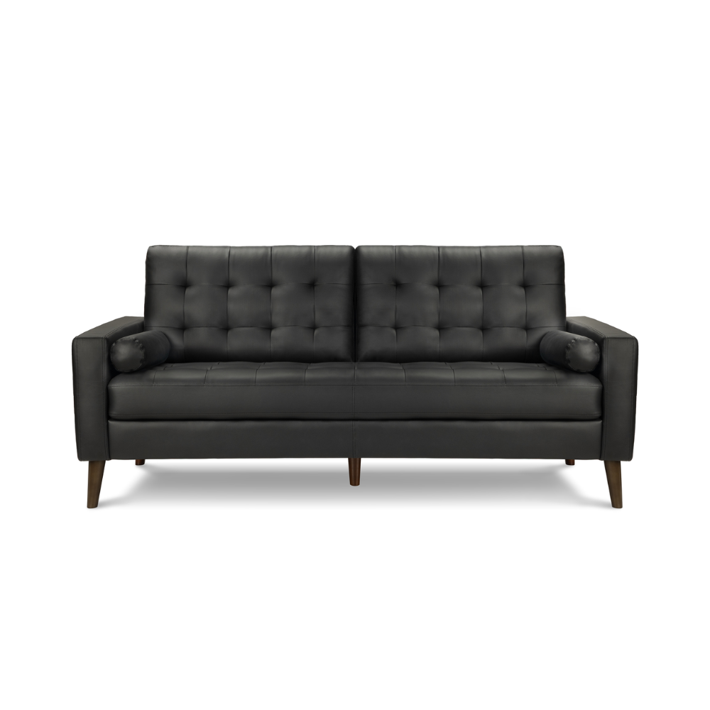 Monarch 75" Sofa with 2 Cushions - Black Faux Leather (CK5A95)