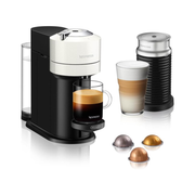 Machine à café / espresso Vertuo Next de Nespresso par De'Longhi, blanche avec mousseur à lait.
