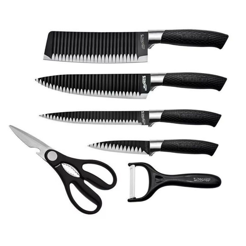 6-Piece High Carbon Stainless Steel Chef's Knife Set with Ergonomic Ash Handles 