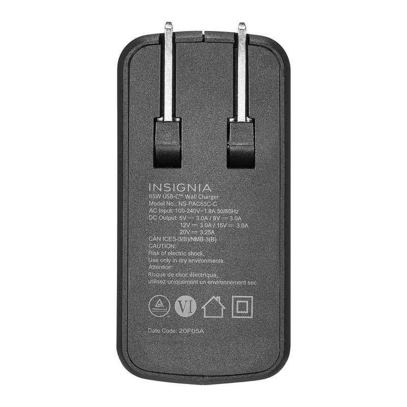 Insignia 65W USB-C Wall Charger with 8' (2.44m) USB-C Cable (NS-PAC65C-C)