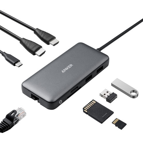 Concentrateur USB-C 8-en-1 d'Anker avec deux ports HDMI 4K (A8380HA1-5)