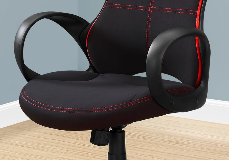 Chaise de bureau à multiple position de couleur noir et Tissu rouge