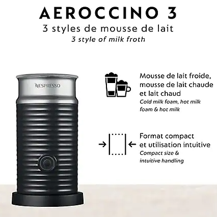 Mousseur à lait Nespresso Areoccino 3 - Noir